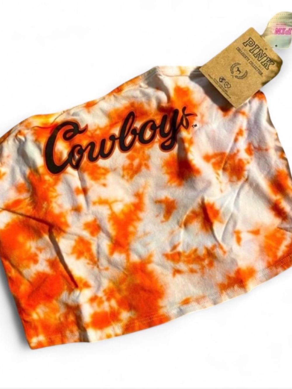 Cowboys Tie-Dye Crop Tank - Orange & White